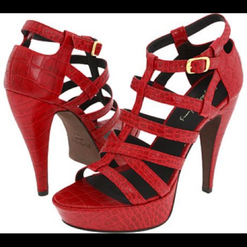 {Elizabeth and James} Red Croc Heel Sandals